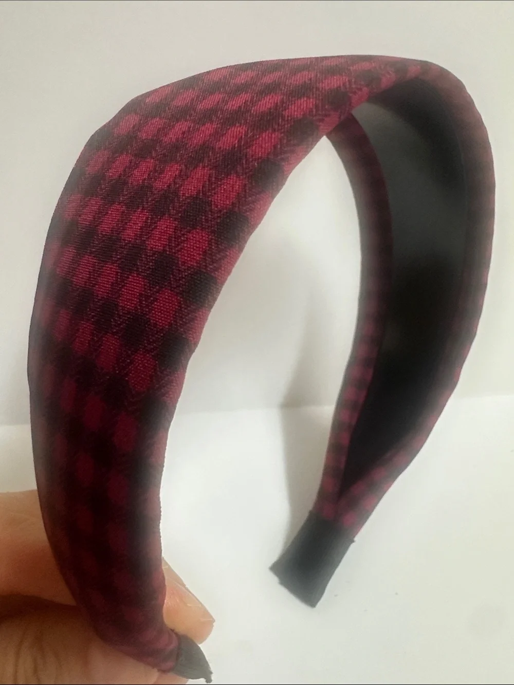 Plaid Headband in Burgundy and Black